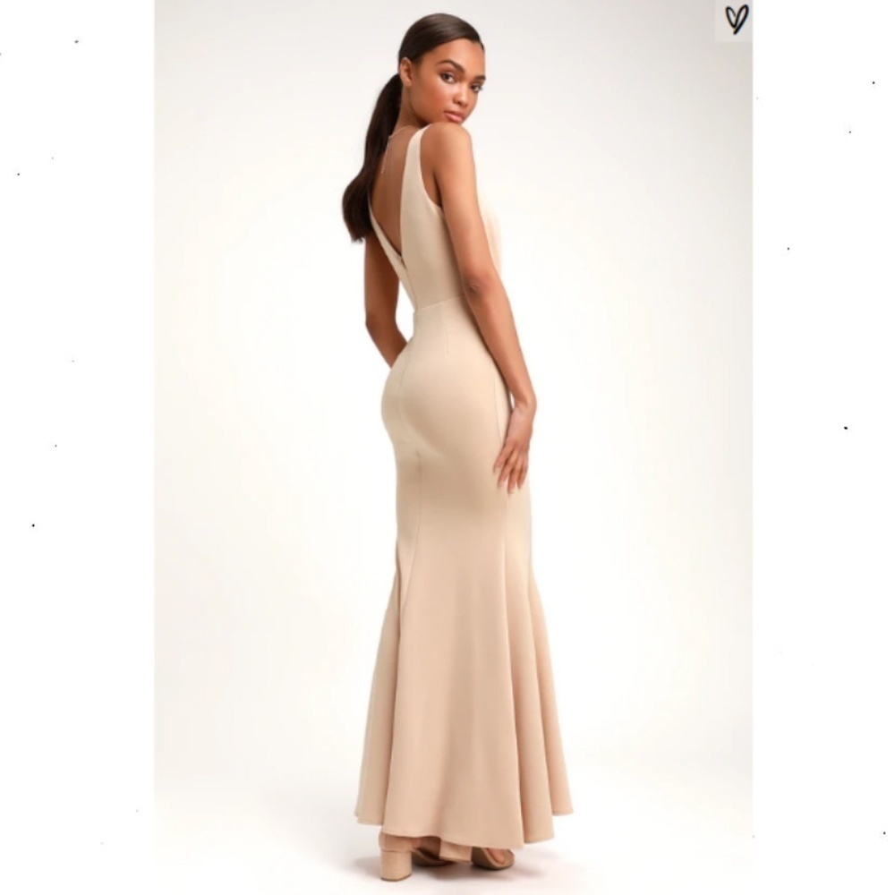 NEW Lulu's Mermaid Formal Blush Fitted Maxi Dress - Picture 5 of 8